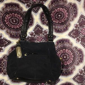 Black Suede Leather Tignanello Purse
